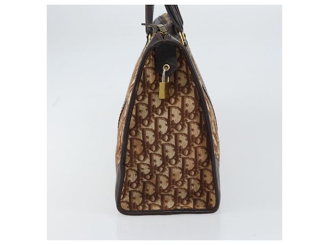 Borsa Boston in tela Trotter Christian Dior marrone oro Auth gh1472 D'oro - vista 4