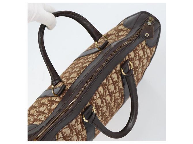 Borsa Boston in tela Trotter Christian Dior marrone oro Auth gh1472 D'oro - vista 6