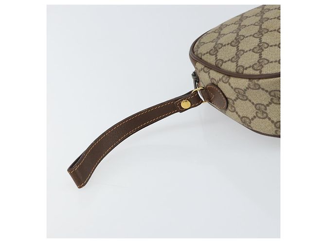 GUCCI GG Supreme Web Sherry Line Clutch Bag Beige Oro 156 01 034 Auth 159359 D'oro - vista 12