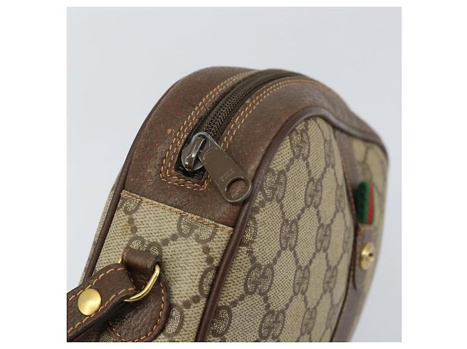 GUCCI GG Supreme Web Sherry Line Clutch Bag Beige Oro 156 01 034 Auth 159359 D'oro - vista 13