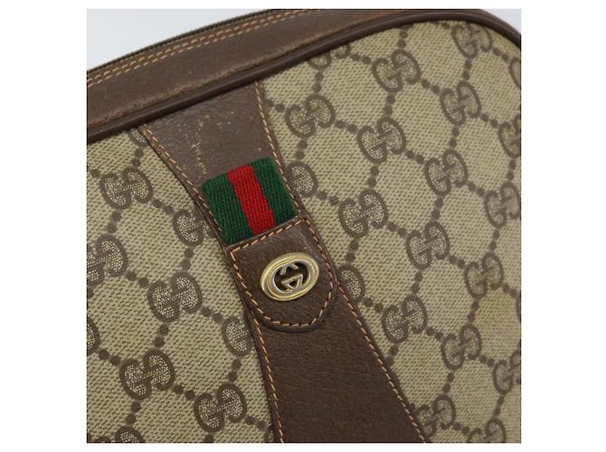GUCCI GG Supreme Web Sherry Line Clutch Bag Beige Oro 156 01 034 Auth 159359 D'oro - vista 14