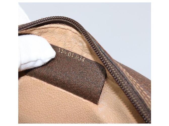 GUCCI GG Supreme Web Sherry Line Clutch Bag Beige Oro 156 01 034 Auth 159359 D'oro - vista 19