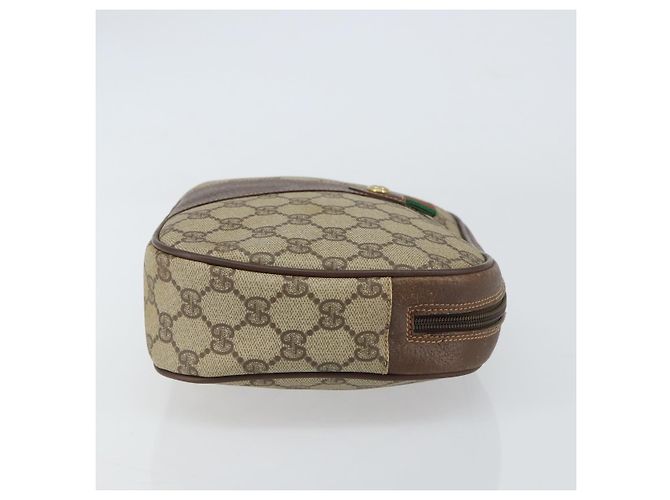 GUCCI GG Supreme Web Sherry Line Clutch Bag Beige Oro 156 01 034 Auth 159359 D'oro - vista 4