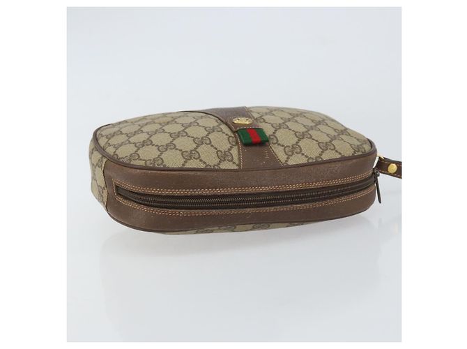 GUCCI GG Supreme Web Sherry Line Clutch Bag Beige Oro 156 01 034 Auth 159359 D'oro - vista 6