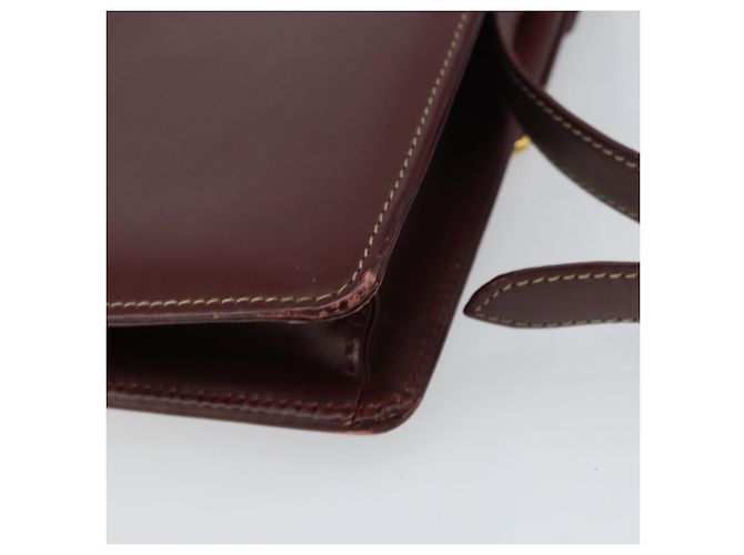 CARTIER Bolsa de Ombro Must Line Couro Bordeaux Ouro Auth gh1495 Dourado - vista 12