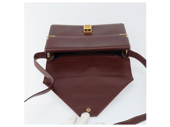 CARTIER Bolsa de Ombro Must Line Couro Bordeaux Ouro Auth gh1495 Dourado - vista 15