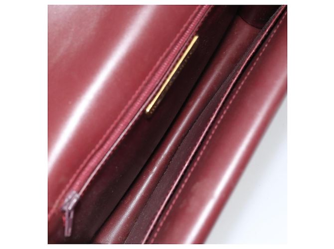 CARTIER Bolsa de Ombro Must Line Couro Bordeaux Ouro Auth gh1495 Dourado - vista 17