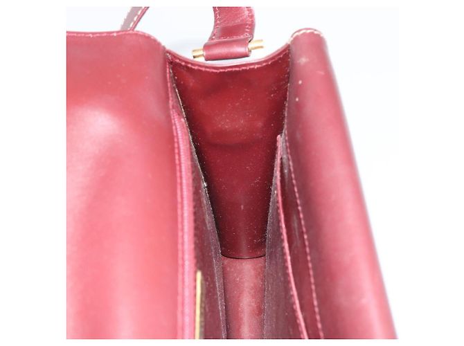 CARTIER Bolsa de Ombro Must Line Couro Bordeaux Ouro Auth gh1495 Dourado - vista 18