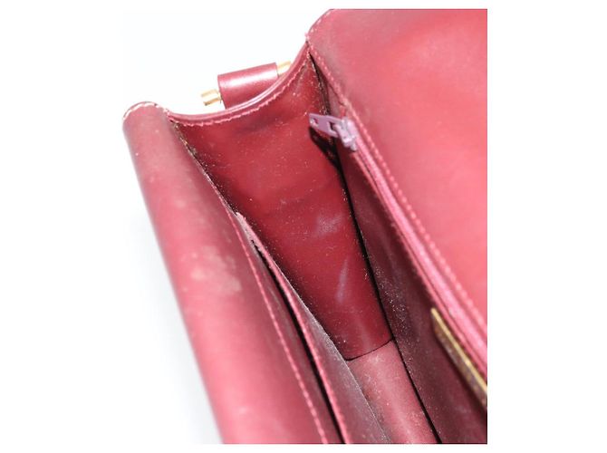 CARTIER Bolsa de Ombro Must Line Couro Bordeaux Ouro Auth gh1495 Dourado - vista 19