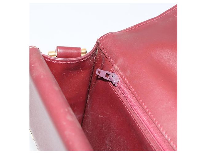 CARTIER Bolsa de Ombro Must Line Couro Bordeaux Ouro Auth gh1495 Dourado - vista 20