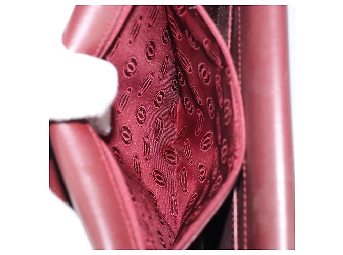 CARTIER Bolsa de Ombro Must Line Couro Bordeaux Ouro Auth gh1495 Dourado - vista 21