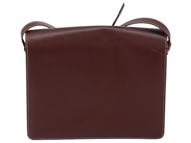 CARTIER Bolsa de Ombro Must Line Couro Bordeaux Ouro Auth gh1495 Dourado - vista 3