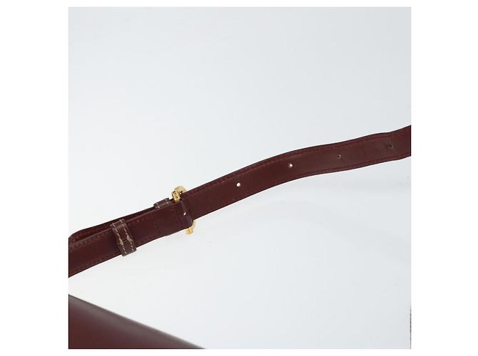 CARTIER Bolsa de Ombro Must Line Couro Bordeaux Ouro Auth gh1495 Dourado - vista 8
