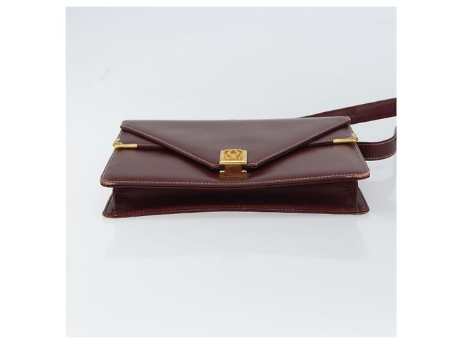 CARTIER Bolsa de Ombro Must Line Couro Bordeaux Ouro Auth gh1495 Dourado - vista 9