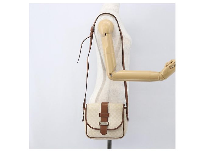Céline Borsa a spalla in tela Macadam CELINE in pelle PVC bianca e argento Auth 159259 Bianco - vista 19