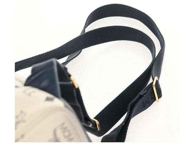 MCM Vicetos Logogramm Rucksack aus PVC Leder Weiß Gold Auth 158824 Golden - Ansicht 11
