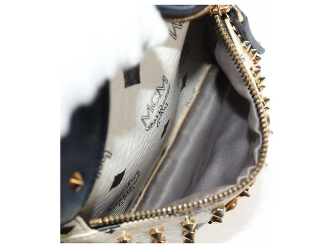 MCM Vicetos Logogramm Rucksack aus PVC Leder Weiß Gold Auth 158824 Golden - Ansicht 19