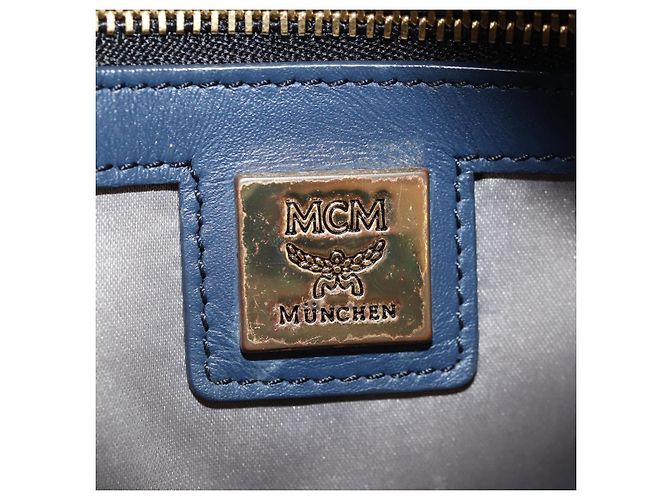 MCM Vicetos Logogramm Rucksack aus PVC Leder Weiß Gold Auth 158824 Golden - Ansicht 27