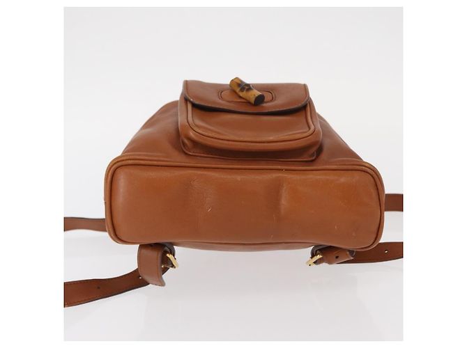 Zaino in pelle Gucci Bamboo marrone oro 003 1956 0030 Auth 153732 - vista 11