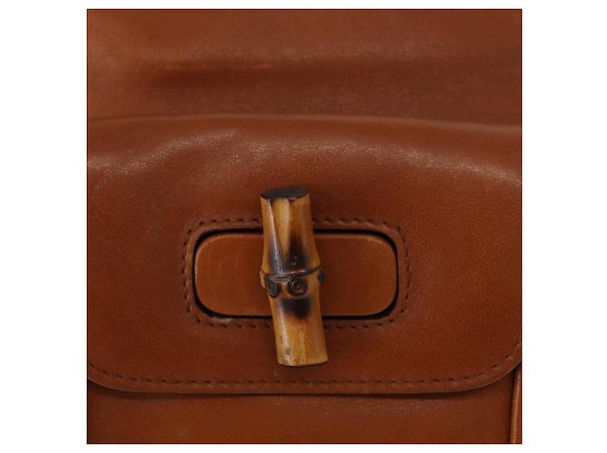 Zaino in pelle Gucci Bamboo marrone oro 003 1956 0030 Auth 153732 - vista 16