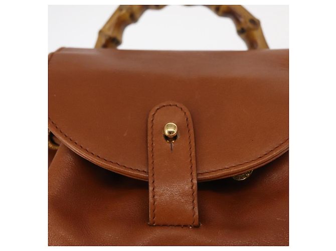 Zaino in pelle Gucci Bamboo marrone oro 003 1956 0030 Auth 153732 - vista 17