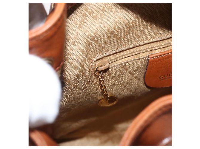 Zaino in pelle Gucci Bamboo marrone oro 003 1956 0030 Auth 153732 - vista 23