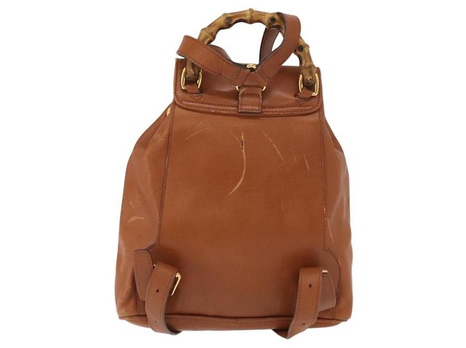 Zaino in pelle Gucci Bamboo marrone oro 003 1956 0030 Auth 153732 - vista 3