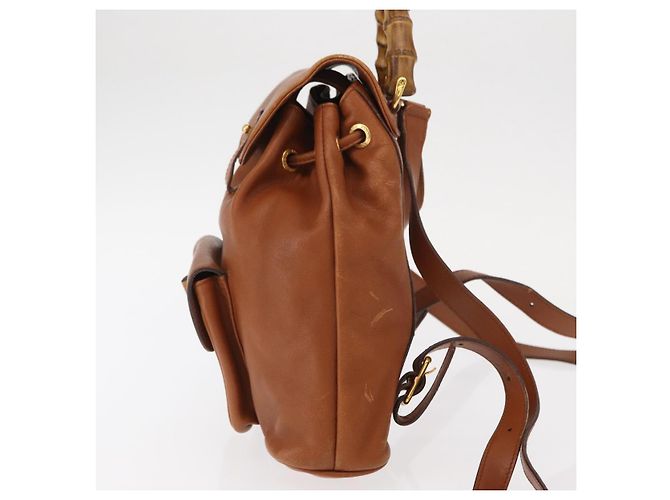 Zaino in pelle Gucci Bamboo marrone oro 003 1956 0030 Auth 153732 - vista 4