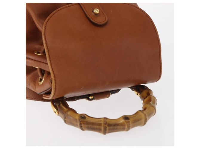 Zaino in pelle Gucci Bamboo marrone oro 003 1956 0030 Auth 153732 - vista 6