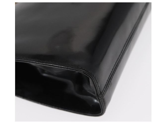 Borsa a Spalla Chain Gancini Salvatore Ferragamo Smalto Nero Oro Auth am10237 D'oro - vista 11