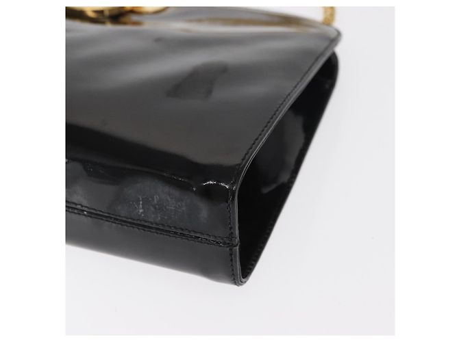 Borsa a Spalla Chain Gancini Salvatore Ferragamo Smalto Nero Oro Auth am10237 D'oro - vista 12