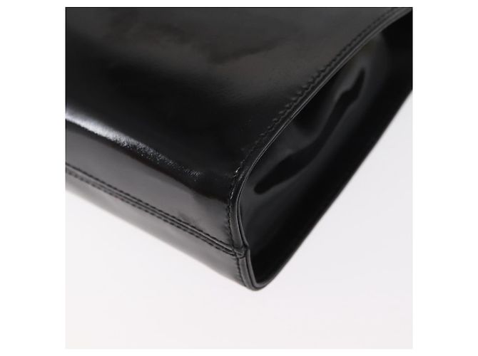 Borsa a Spalla Chain Gancini Salvatore Ferragamo Smalto Nero Oro Auth am10237 D'oro - vista 14