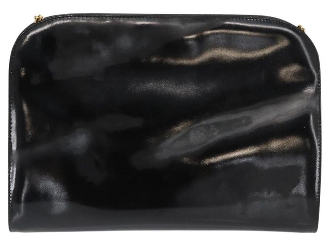 Borsa a Spalla Chain Gancini Salvatore Ferragamo Smalto Nero Oro Auth am10237 D'oro - vista 3