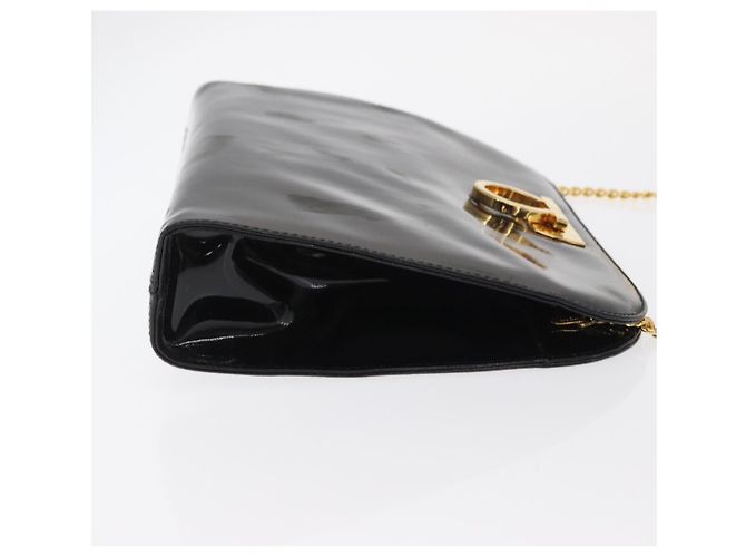 Borsa a Spalla Chain Gancini Salvatore Ferragamo Smalto Nero Oro Auth am10237 D'oro - vista 5