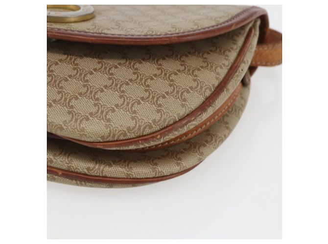 Céline Borsa a Spalla in Tela Macadam CELINE PVC Beige Oro Auth ka1364 D'oro - vista 10