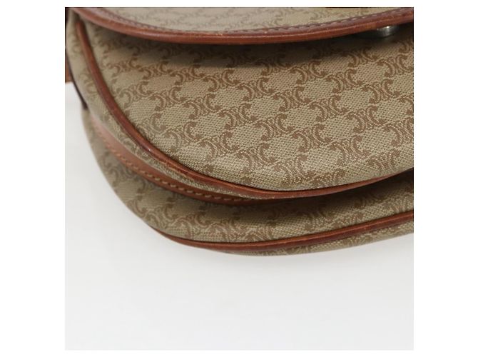 Céline Borsa a Spalla in Tela Macadam CELINE PVC Beige Oro Auth ka1364 D'oro - vista 11