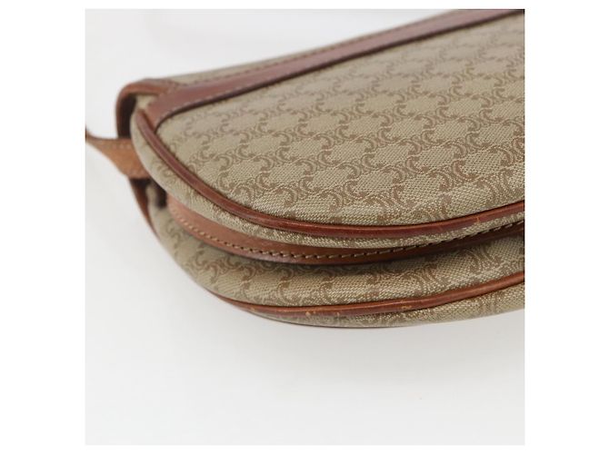 Céline Borsa a Spalla in Tela Macadam CELINE PVC Beige Oro Auth ka1364 D'oro - vista 13