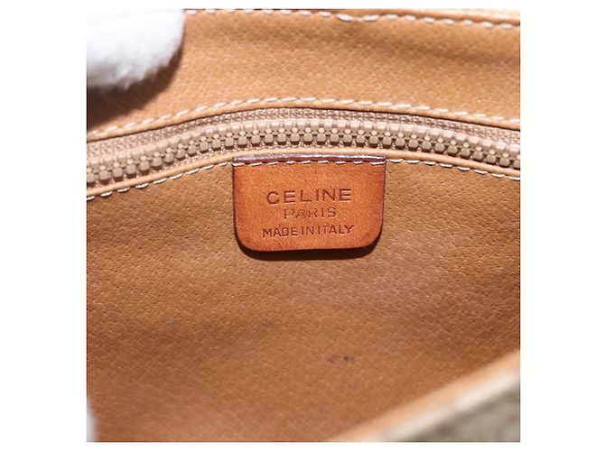 Céline Borsa a Spalla in Tela Macadam CELINE PVC Beige Oro Auth ka1364 D'oro - vista 14
