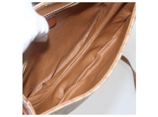 Céline Borsa a Spalla in Tela Macadam CELINE PVC Beige Oro Auth ka1364 D'oro - vista 15