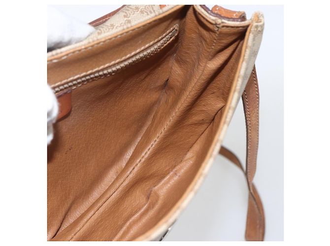Céline Borsa a Spalla in Tela Macadam CELINE PVC Beige Oro Auth ka1364 D'oro - vista 16
