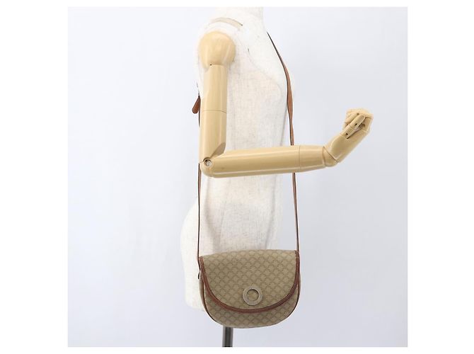 Céline Borsa a Spalla in Tela Macadam CELINE PVC Beige Oro Auth ka1364 D'oro - vista 20