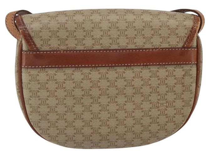 Céline Borsa a Spalla in Tela Macadam CELINE PVC Beige Oro Auth ka1364 D'oro - vista 3