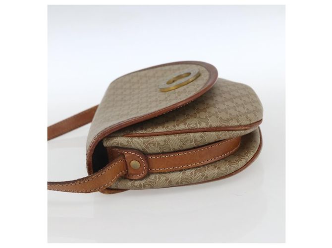 Céline Borsa a Spalla in Tela Macadam CELINE PVC Beige Oro Auth ka1364 D'oro - vista 4