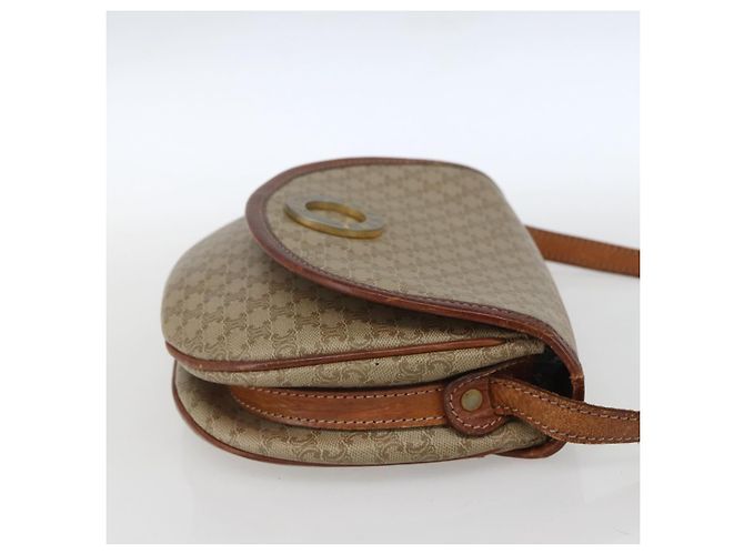 Céline Borsa a Spalla in Tela Macadam CELINE PVC Beige Oro Auth ka1364 D'oro - vista 5