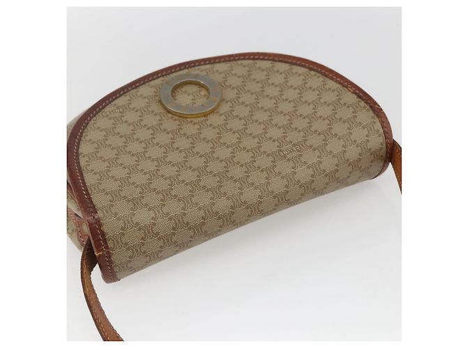Céline Borsa a Spalla in Tela Macadam CELINE PVC Beige Oro Auth ka1364 D'oro - vista 6