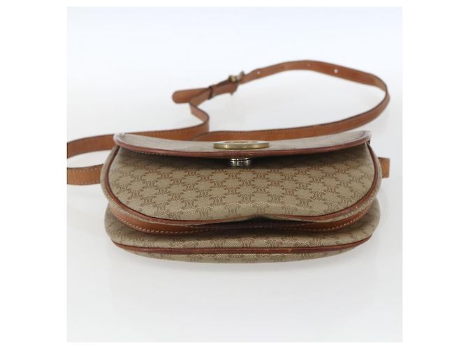 Céline Borsa a Spalla in Tela Macadam CELINE PVC Beige Oro Auth ka1364 D'oro - vista 9