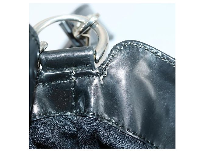 Borsa a mano in nylon Gucci Bamboo 2 in 1 Nero Argento 001 2404 1577 0 Auth gh1392 - vista 16