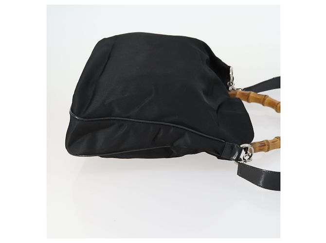 Borsa a mano in nylon Gucci Bamboo 2 in 1 Nero Argento 001 2404 1577 0 Auth gh1392 - vista 4