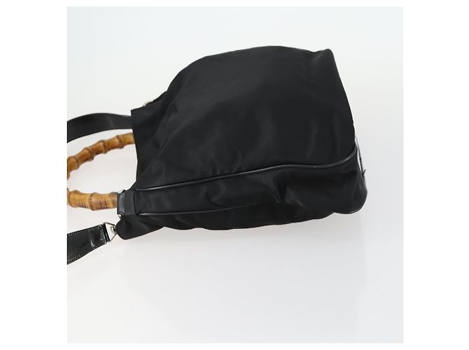 Borsa a mano in nylon Gucci Bamboo 2 in 1 Nero Argento 001 2404 1577 0 Auth gh1392 - vista 5