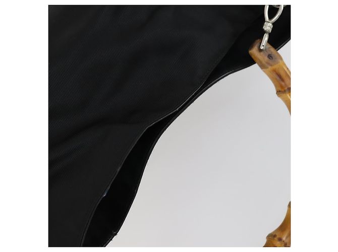 Borsa a mano in nylon Gucci Bamboo 2 in 1 Nero Argento 001 2404 1577 0 Auth gh1392 - vista 6